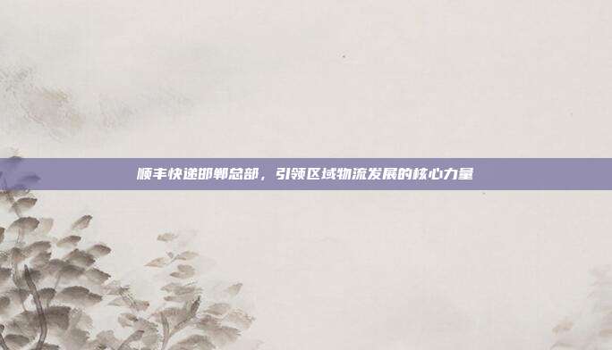 顺丰快递邯郸总部，引领区域物流发展的核心力量