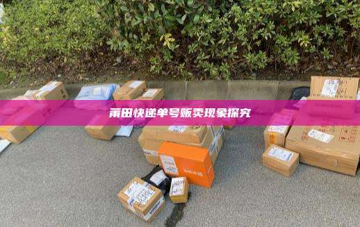 莆田快递单号贩卖现象探究
